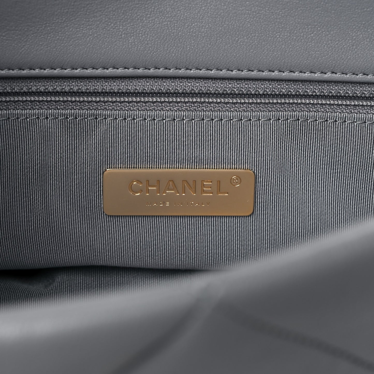 Lambskin Quilted Large Chanel 19 Flap Grey