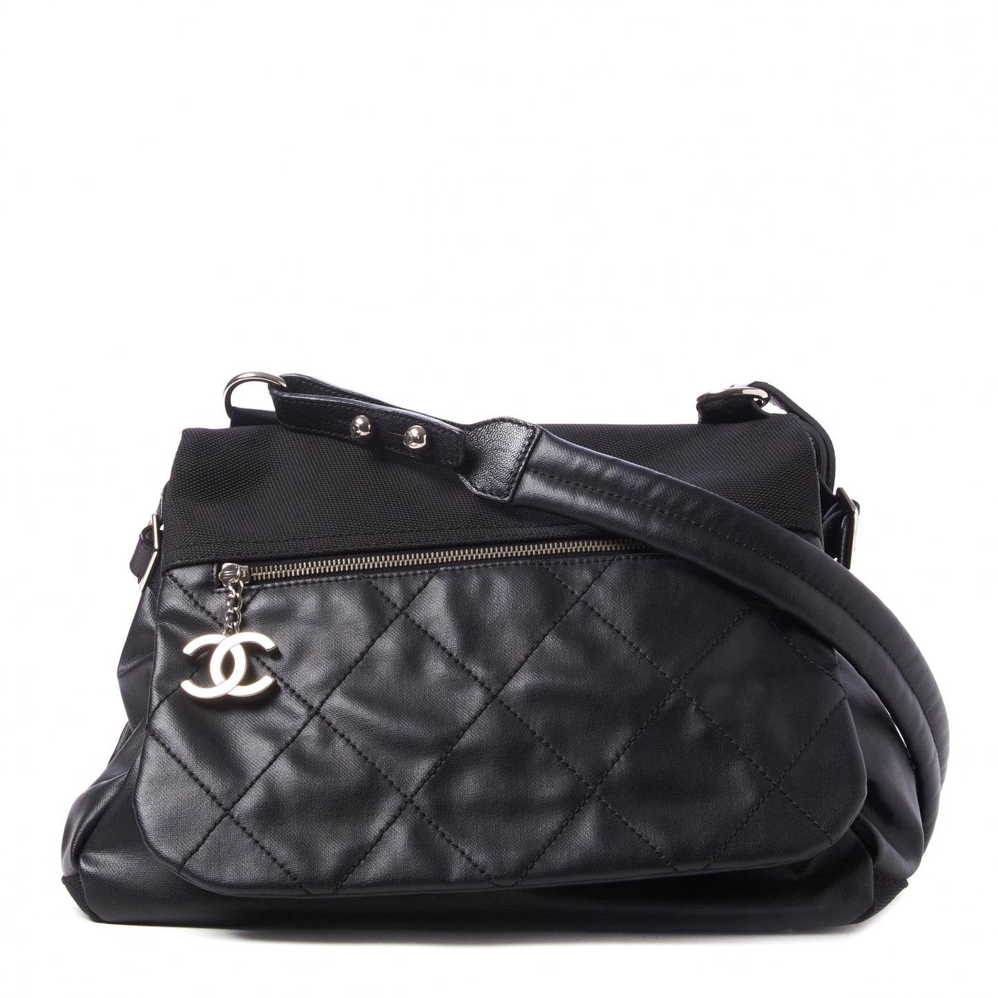 Coated Canvas Paris Biarritz Messenger Flap Black