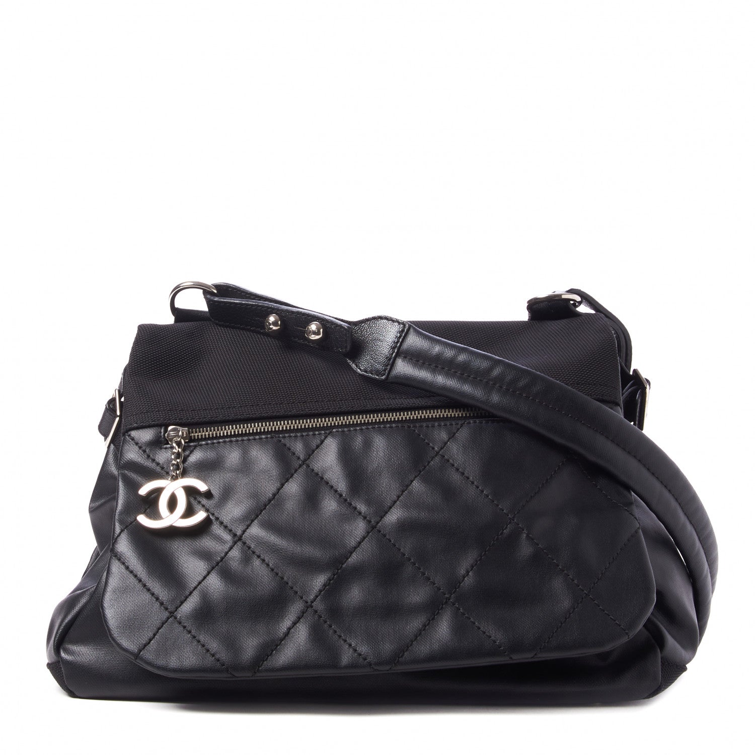 Chanel Coated Canvas Paris Biarritz Messenger Flap Black 6 of 9