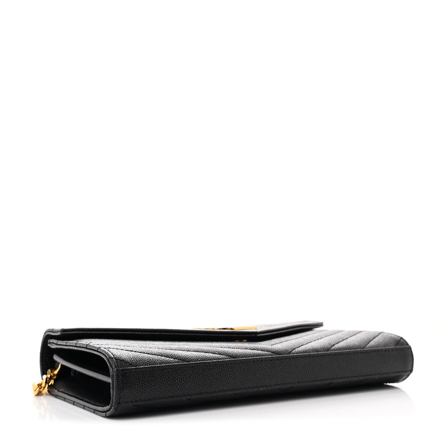Grain De Poudre Matelasse Chevron Monogram Chain Wallet Black