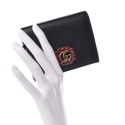 Gucci Calfskin Crystal Double G Card Case Black 2 of 7
