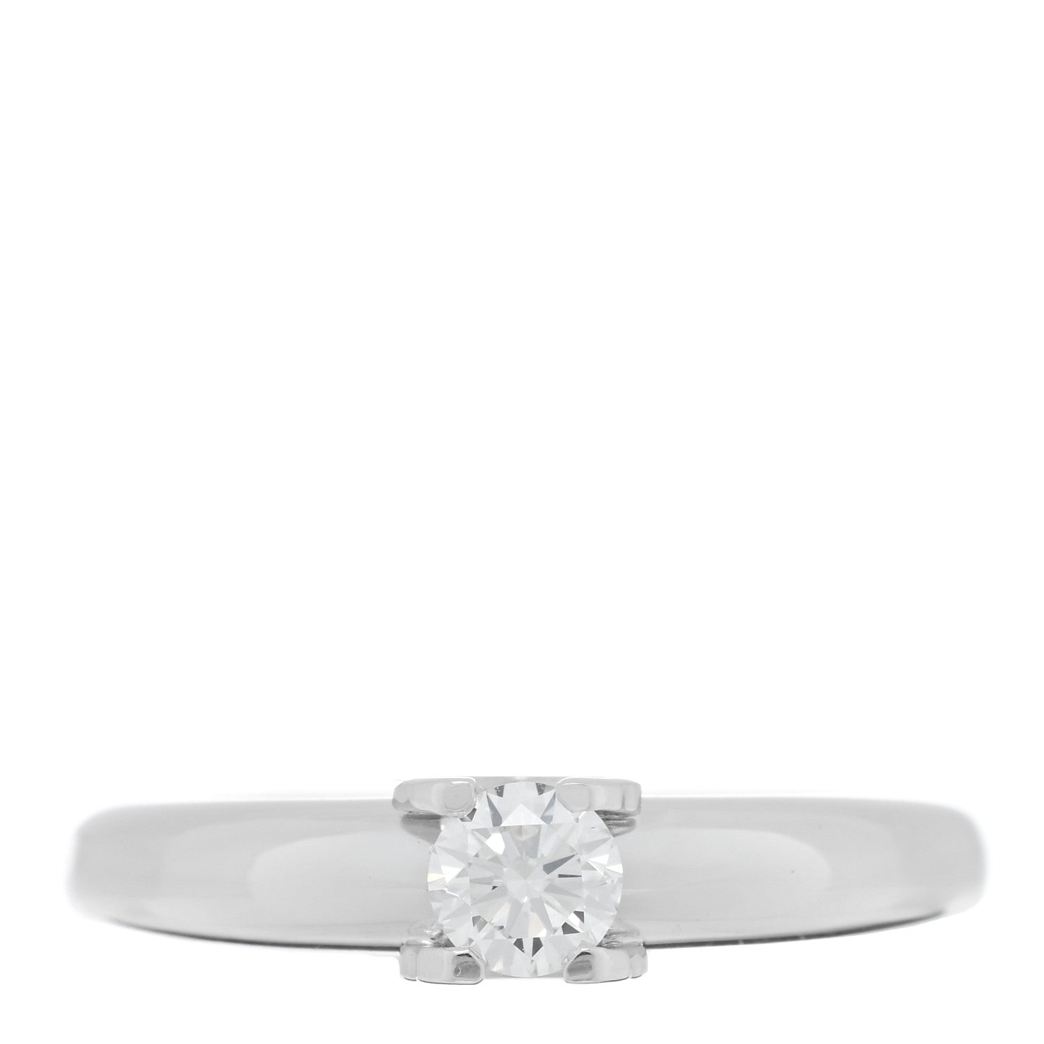 Cartier 18K White Gold Diamond .30ct C De Cartier Solitaire Ring 49 5 1 of 4