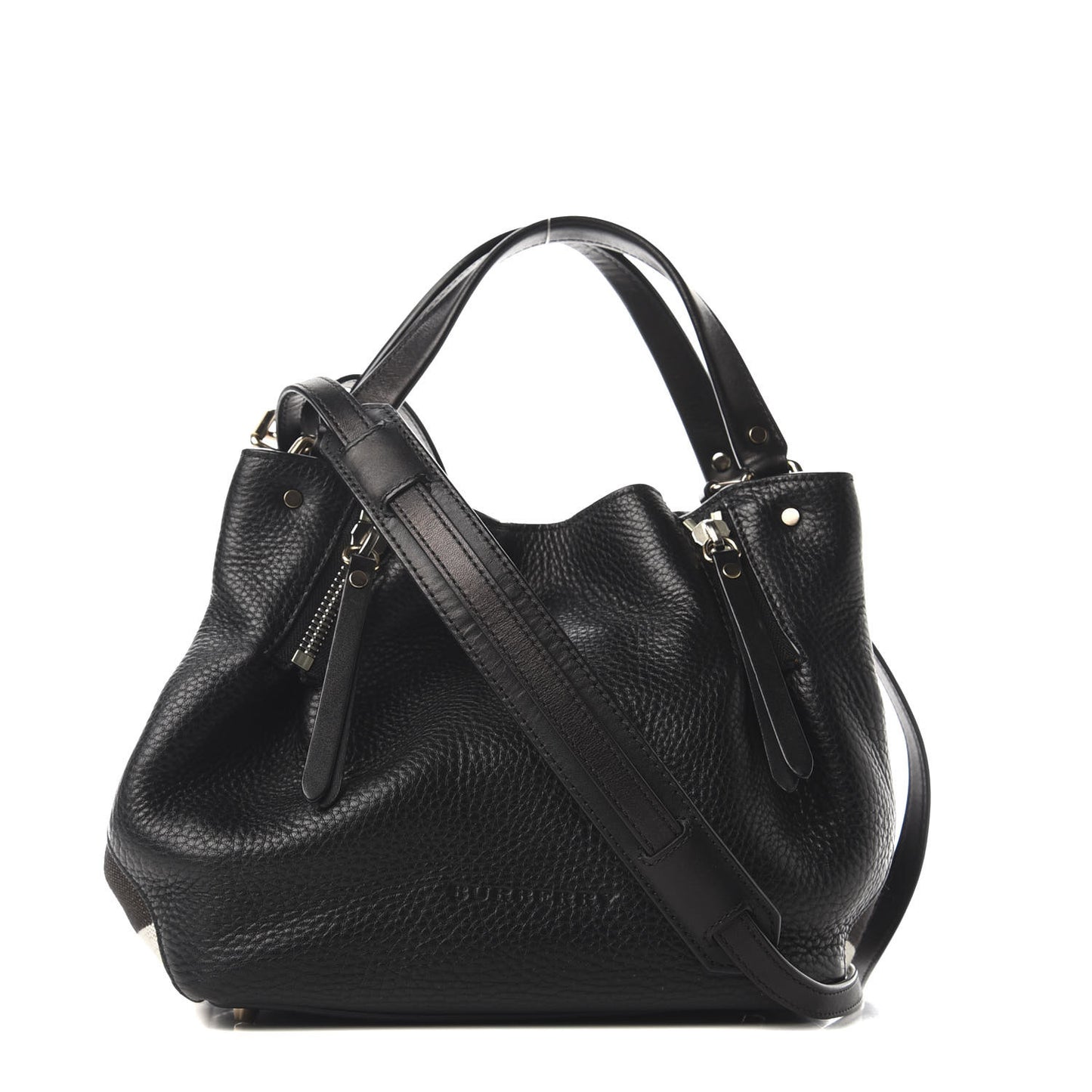 Grainy Calfskin House Check Small Maidstone Black