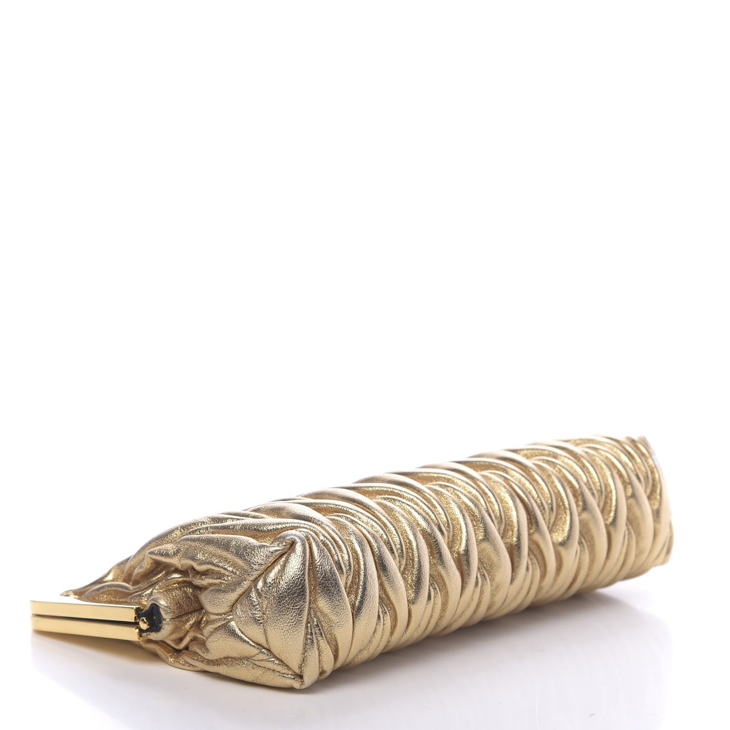 Miu Miu Metallic Nappa Matelasse Clutch Gold 4 of 12