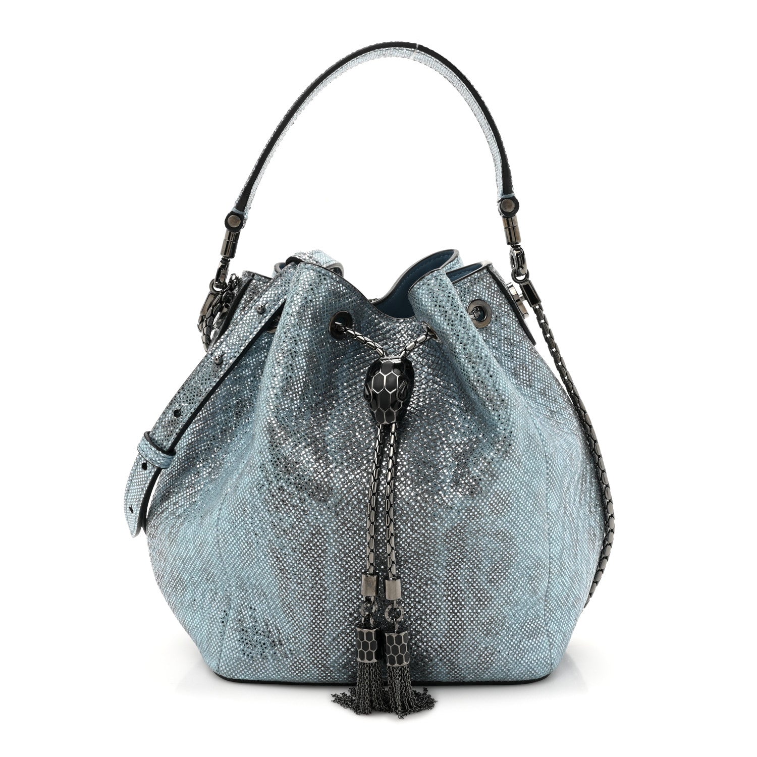 Bulgari Metallic Karung Serpenti Forever Bucket Bag Blue 1 of 8
