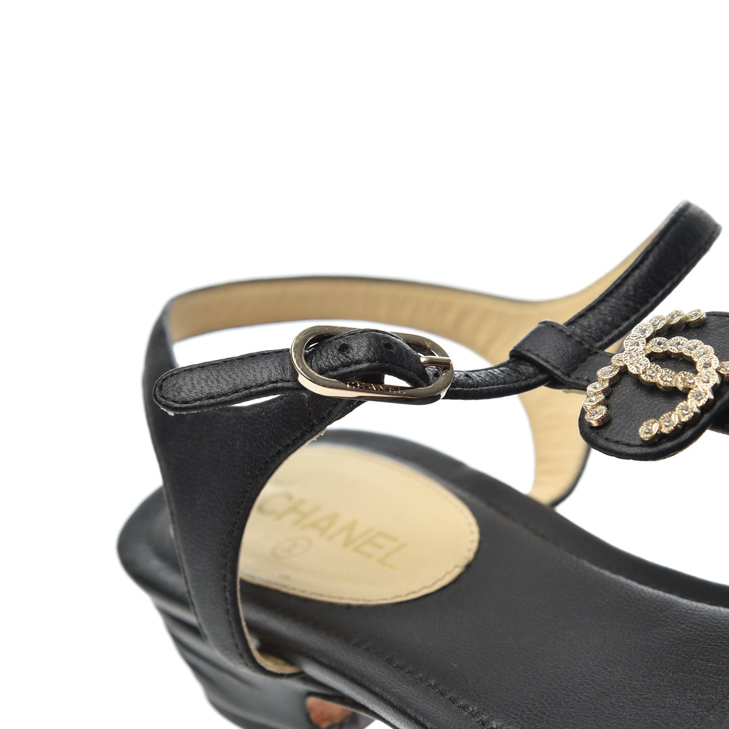 Chanel Lambskin CC Chain Thong Sandals 36 Black 17 of 19