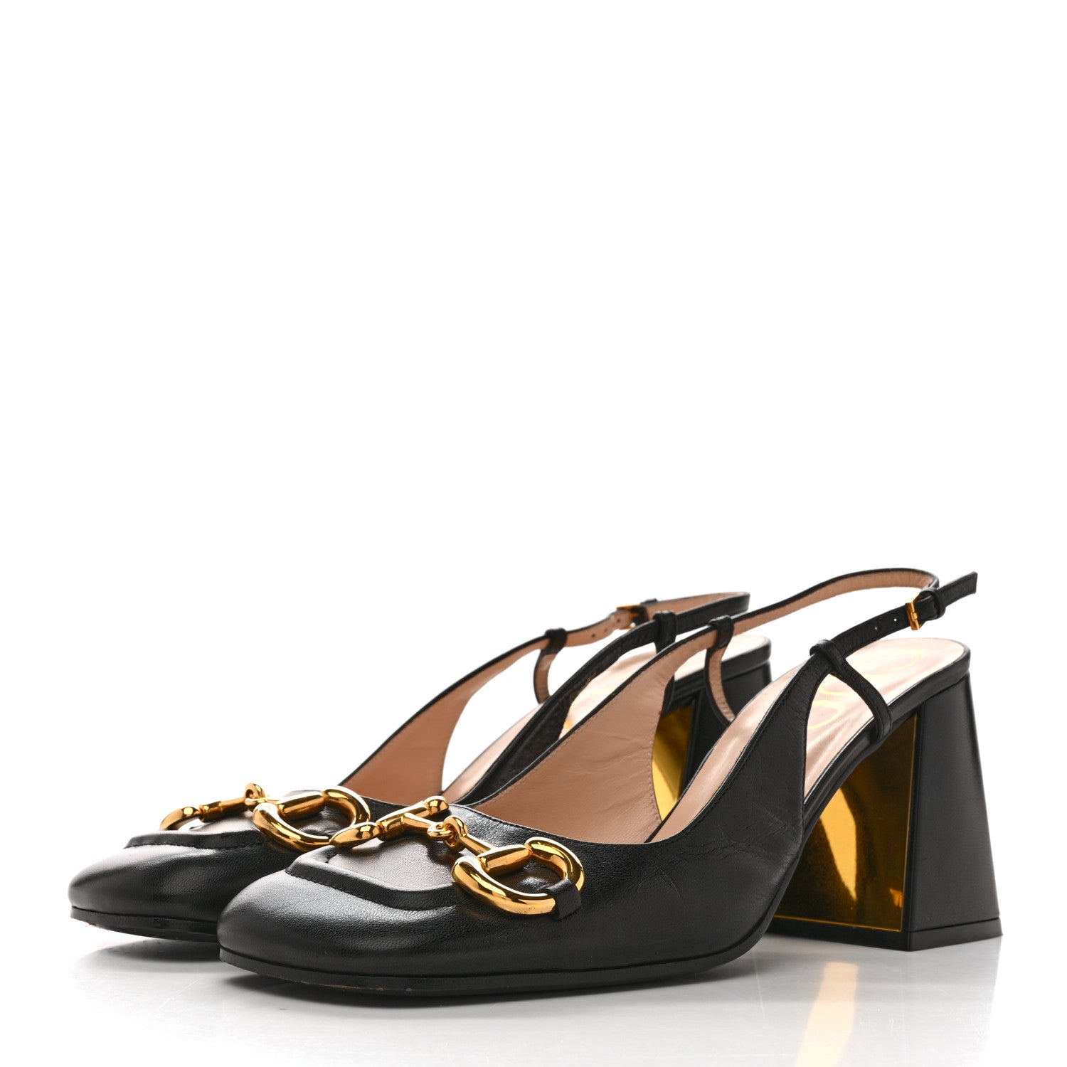 Gucci Malaga Kid Horsebit 75mm Slingback Pumps 40 Black 4 of 13