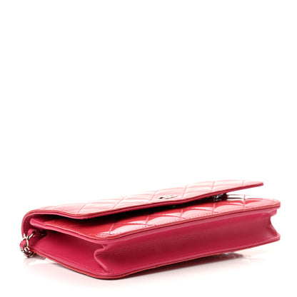 Chanel Patent Quilted Wallet On Chain WOC Fuchsia 4 of 12