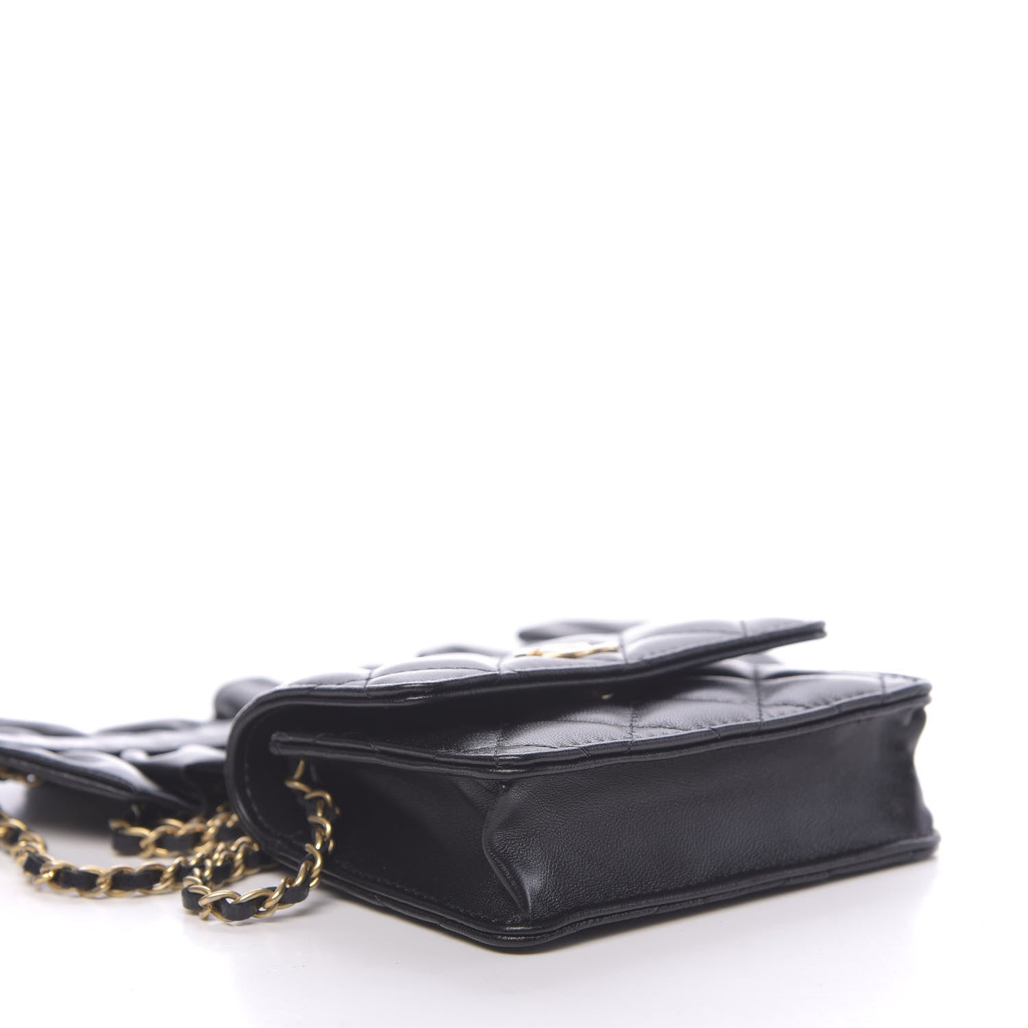 Chanel Lambskin Quilted Romance Clutch With Chain Black 9 of 12