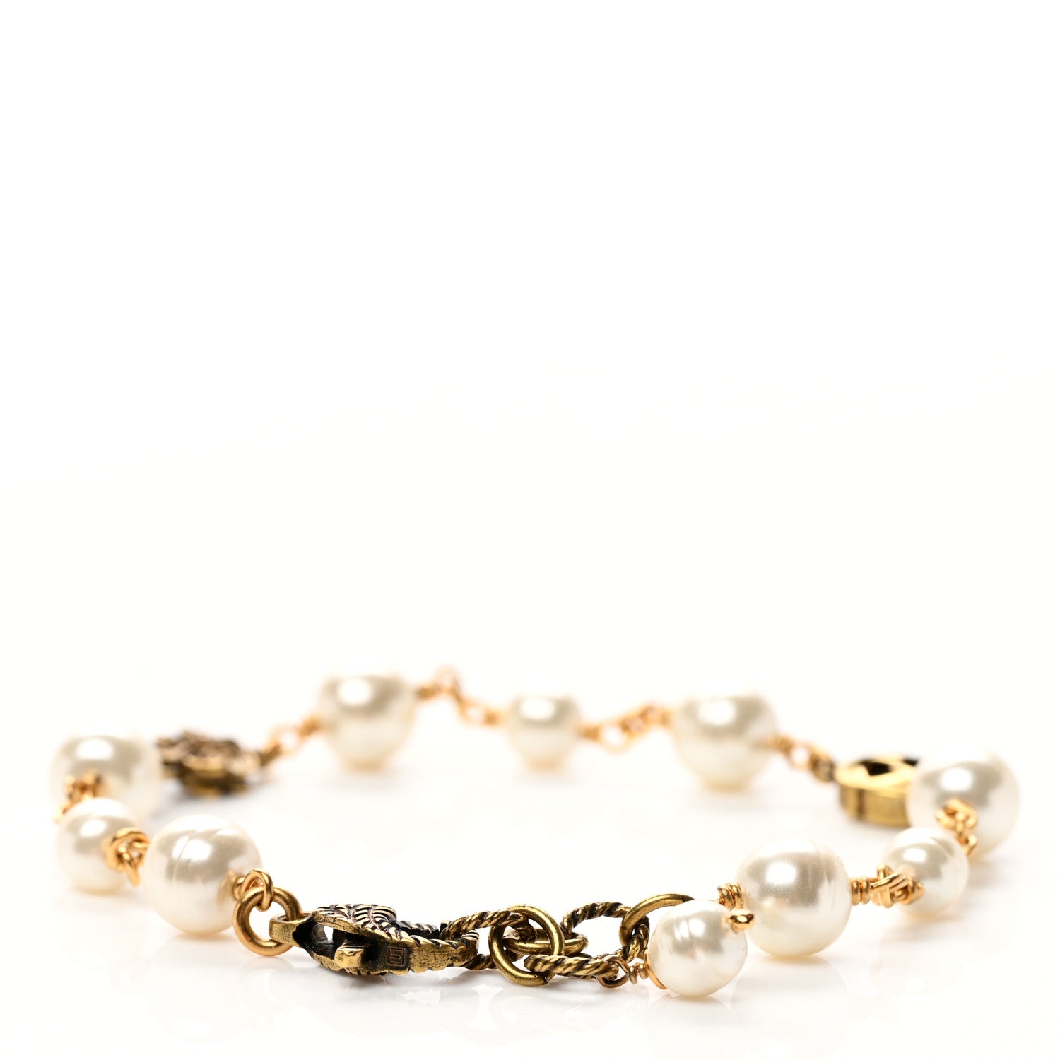 Gucci Interlocking G Flower Pearl Bracelet Gold 3 of 4