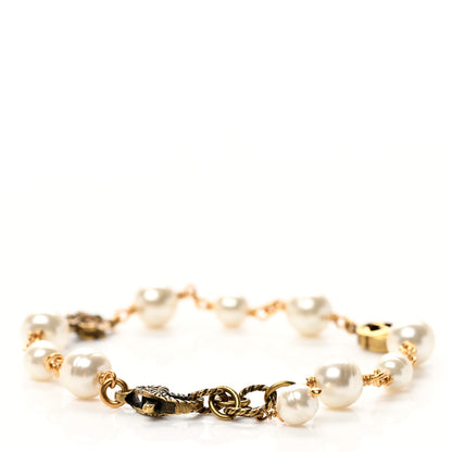 Gucci Interlocking G Flower Pearl Bracelet Gold 3 of 4