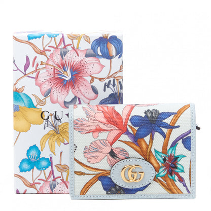 Gucci Canvas Flora Card Case Wallet Blue 8 of 9