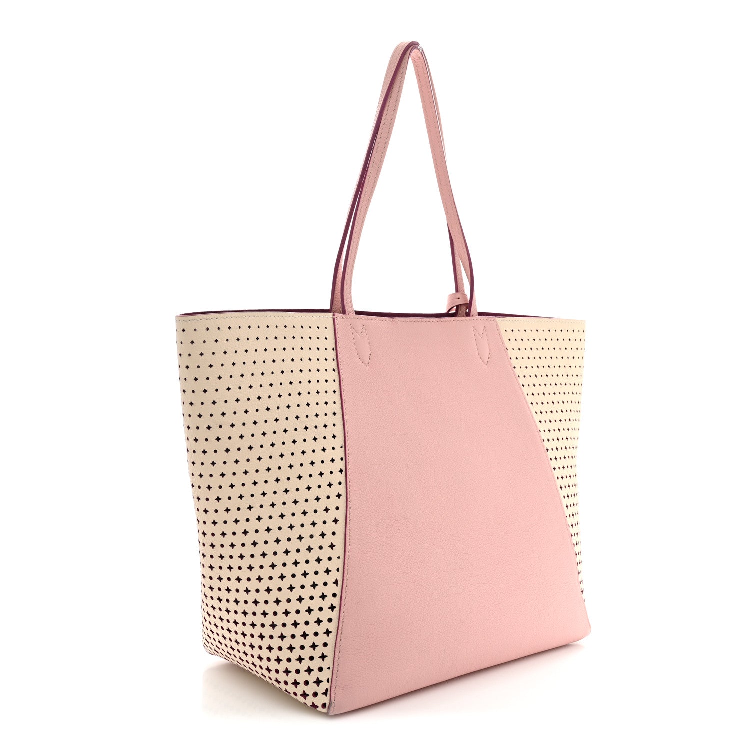 Louis Vuitton Calfskin Perforated Lockme Cabas Rose Poudre Creme 3 of 12