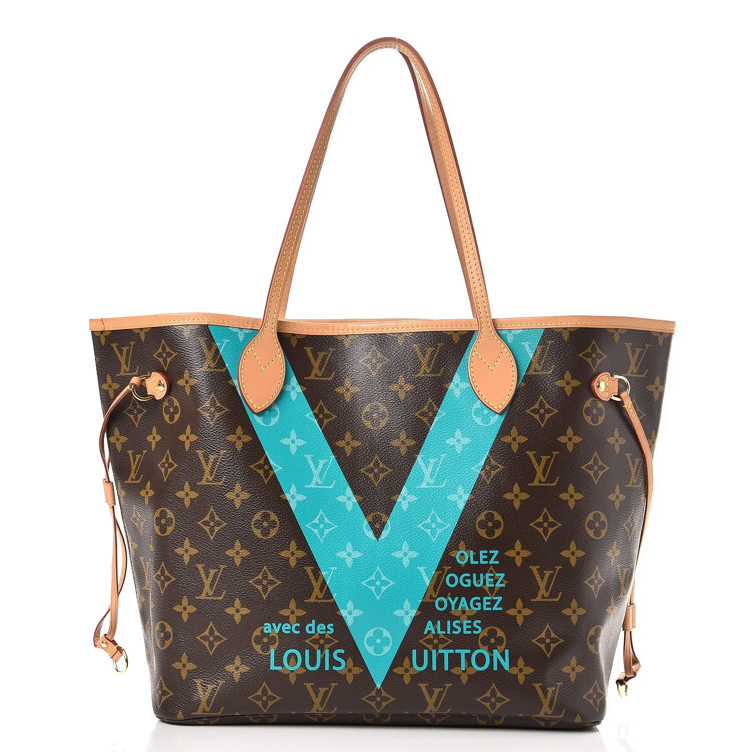 Louis Vuitton Monogram V Neverfull MM Turquoise 3 of 9