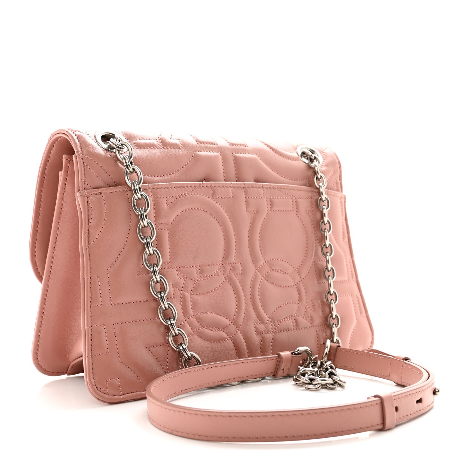 Salvatore Ferragamo Calfskin Quilted Gancini Flap Bag Antique Rose 3 of 14