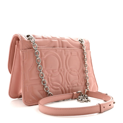 Salvatore Ferragamo Calfskin Quilted Gancini Flap Bag Antique Rose 3 of 14