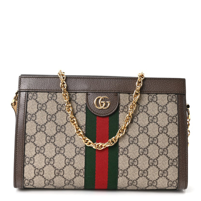 Gucci GG Supreme Monogram Web Small Ophidia Chain Shoulder Bag Brown 1 of 10