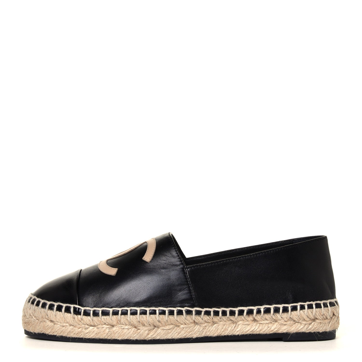 Chanel Lambskin CC Espadrilles 38 Black Beige 2 of 12