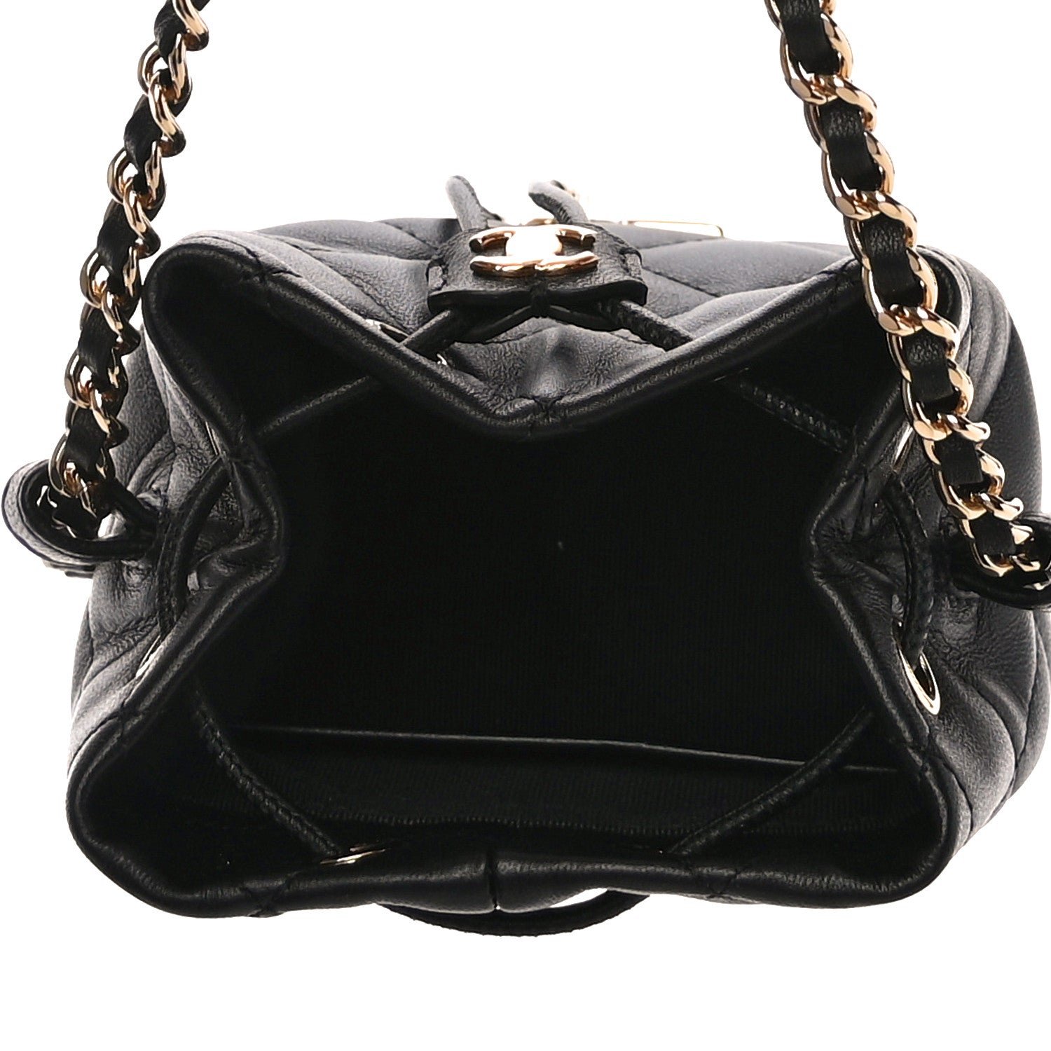 Chanel Metal Lambskin Quilted Small Chain Bucket Bag Black 5 of 11