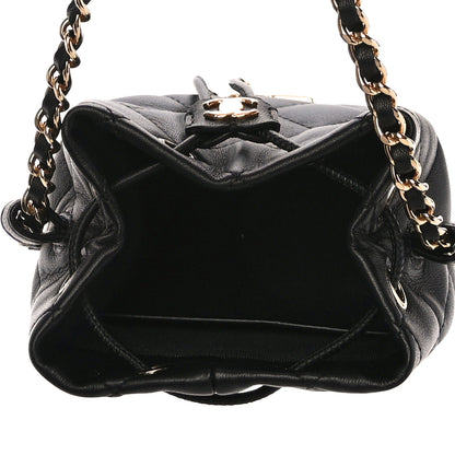 Chanel Metal Lambskin Quilted Small Chain Bucket Bag Black 5 of 11