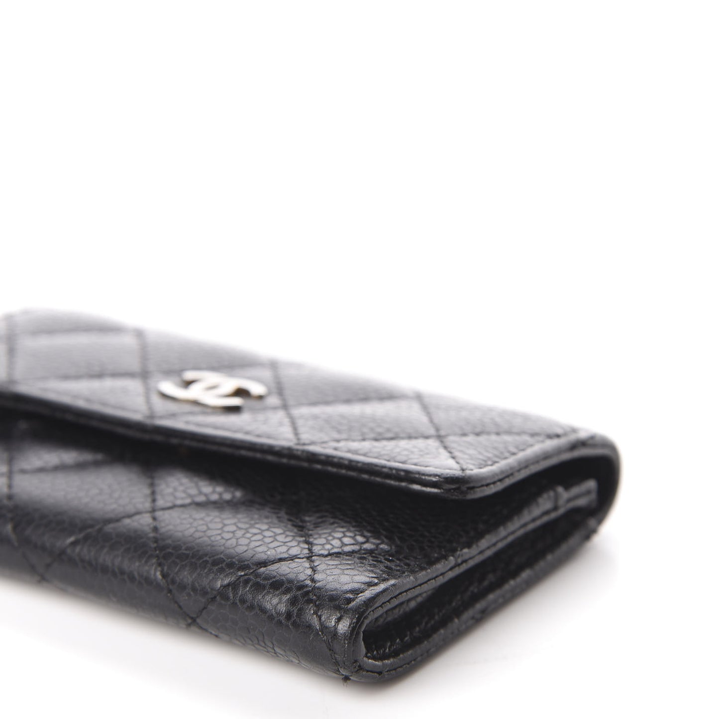Caviar Quilted Flap Card Holder Black