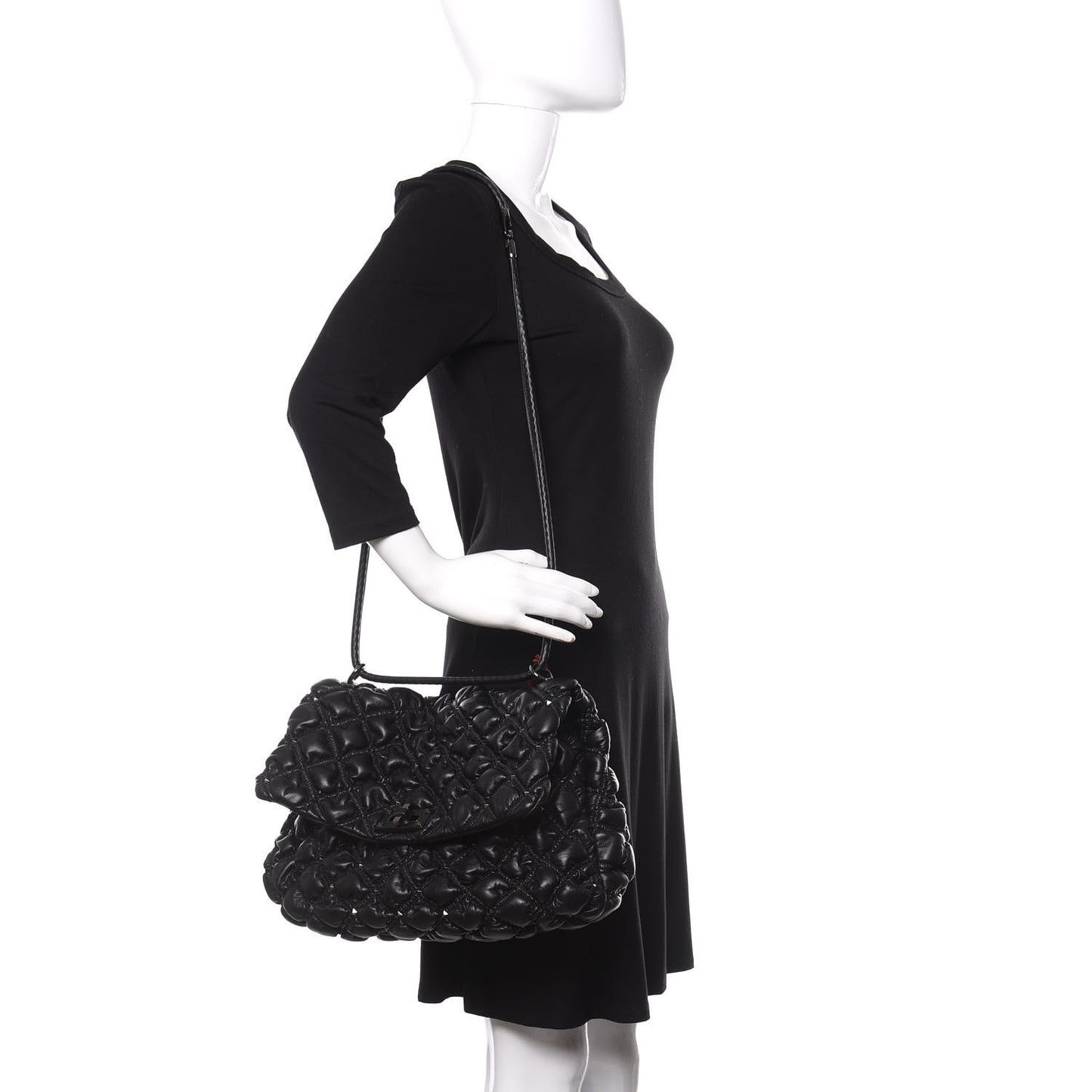 Nappa Large Spikeme Shoulder Bag Black