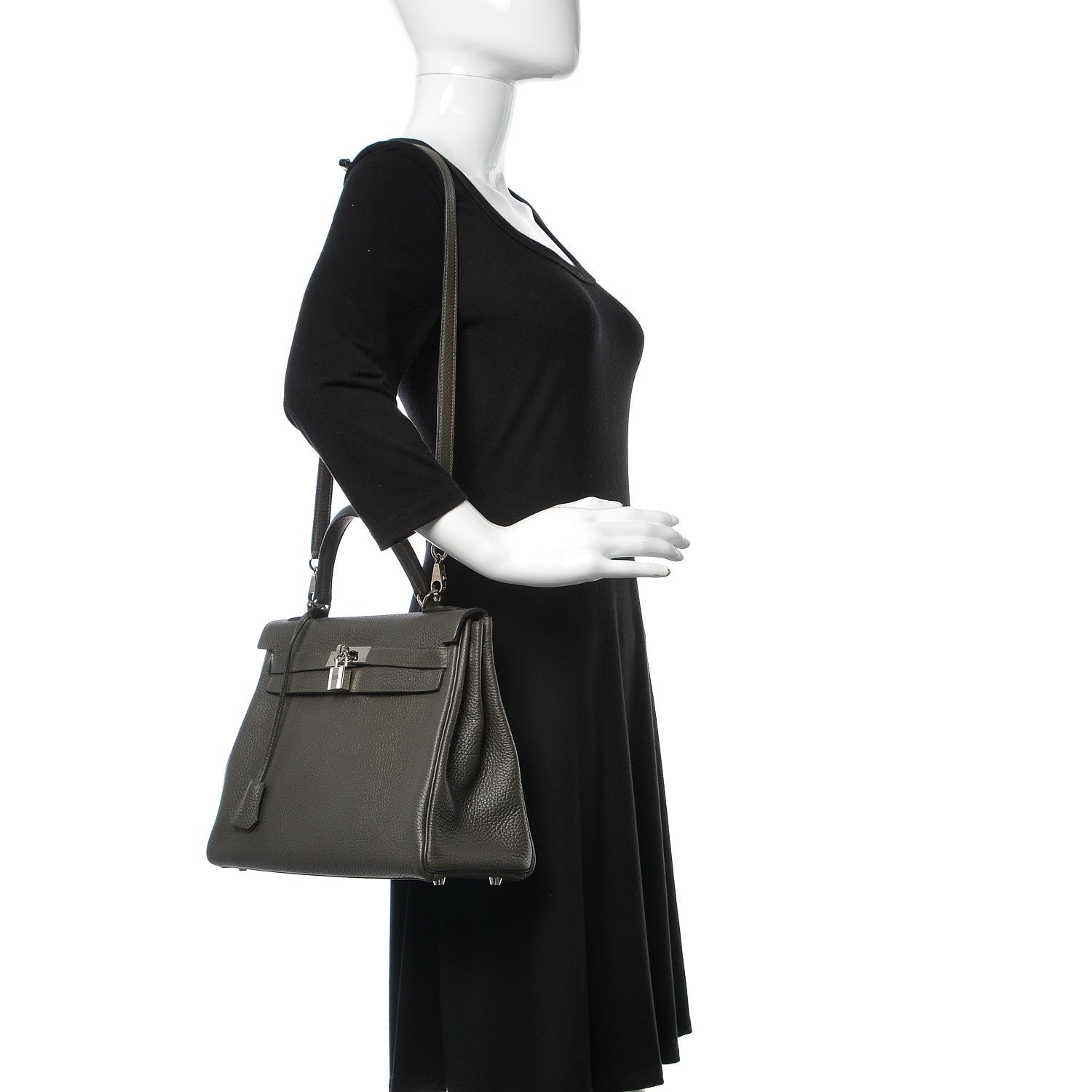 Hermes Taurillon Clemence Horseshoe Kelly Retourne 32 Graphite Tosca 3 of 41
