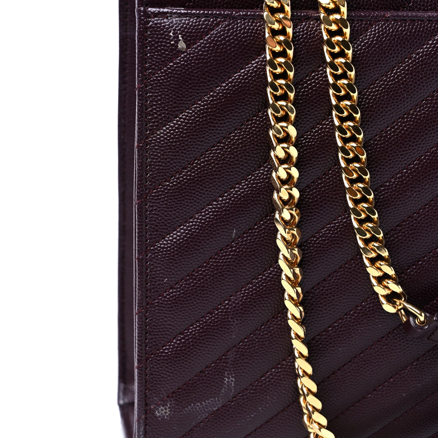 Saint Laurent Grain De Poudre Matelasse Chevron Large Monogram Satchel Rouge Legion 10 of 10