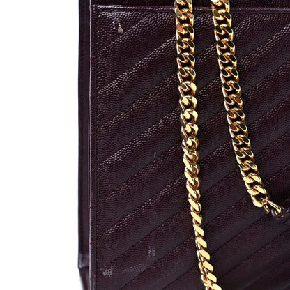 Saint Laurent Grain De Poudre Matelasse Chevron Large Monogram Satchel Rouge Legion 10 of 10