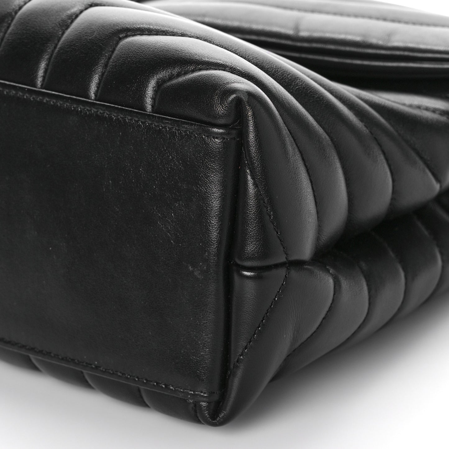 Calfskin Y Quilted Monogram Medium Loulou Chain Satchel Black