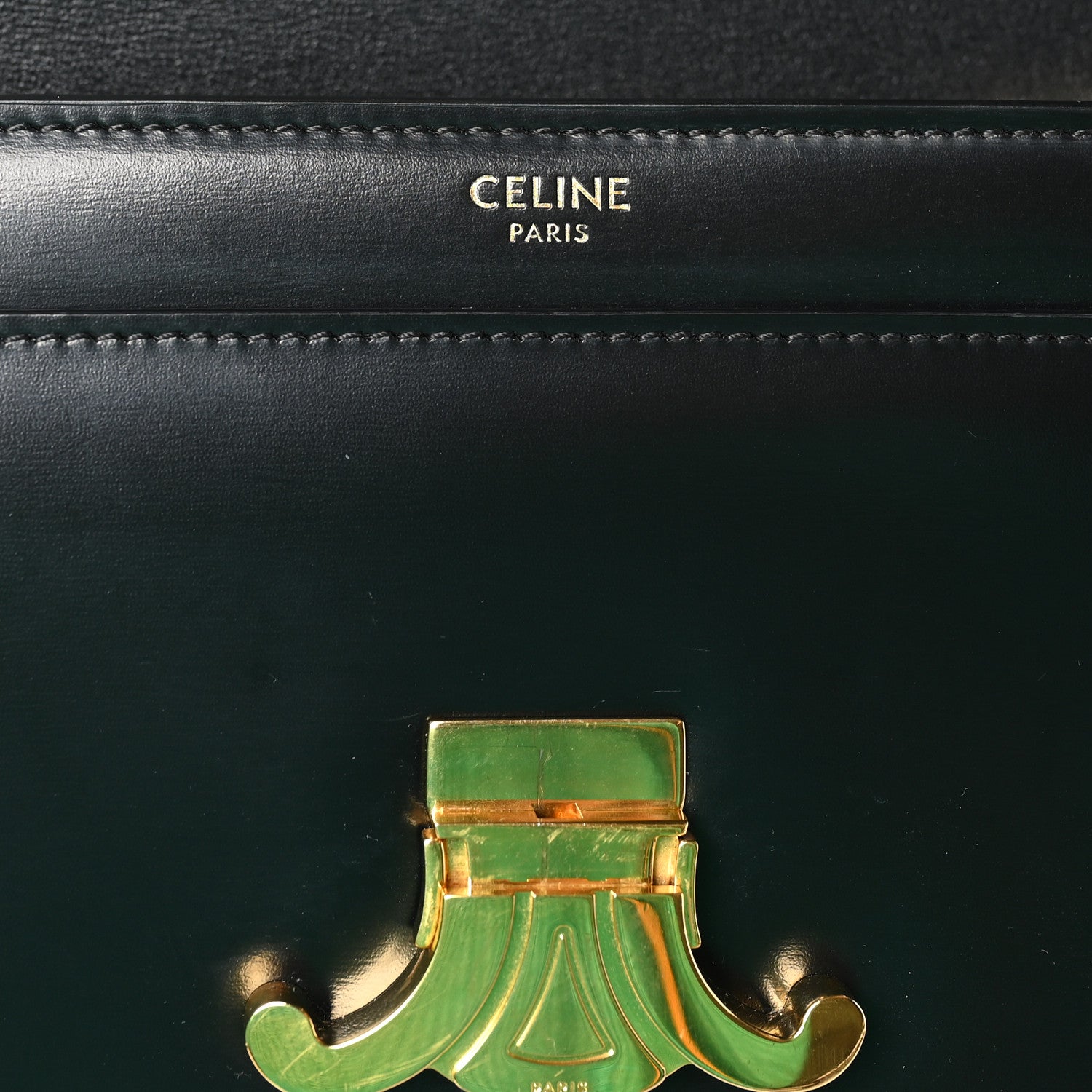 Celine Shiny Calfskin Triomphe Chain Bag Black 6 of 9