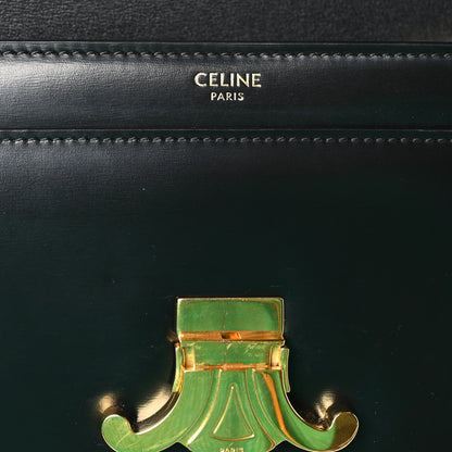 Celine Shiny Calfskin Triomphe Chain Bag Black 6 of 9
