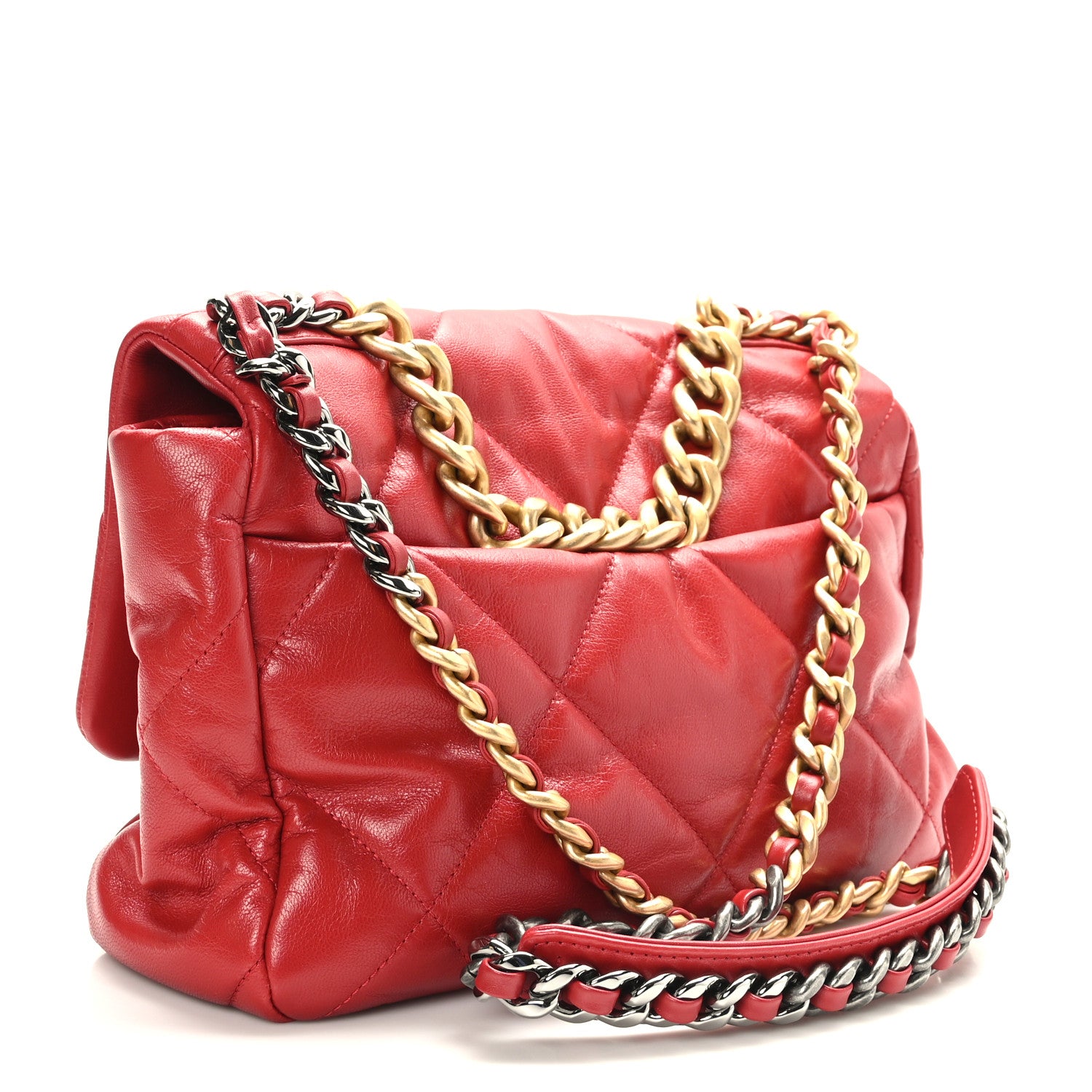 Chanel Lambskin Quilted Large Chanel 19 Flap Red 3 of 9