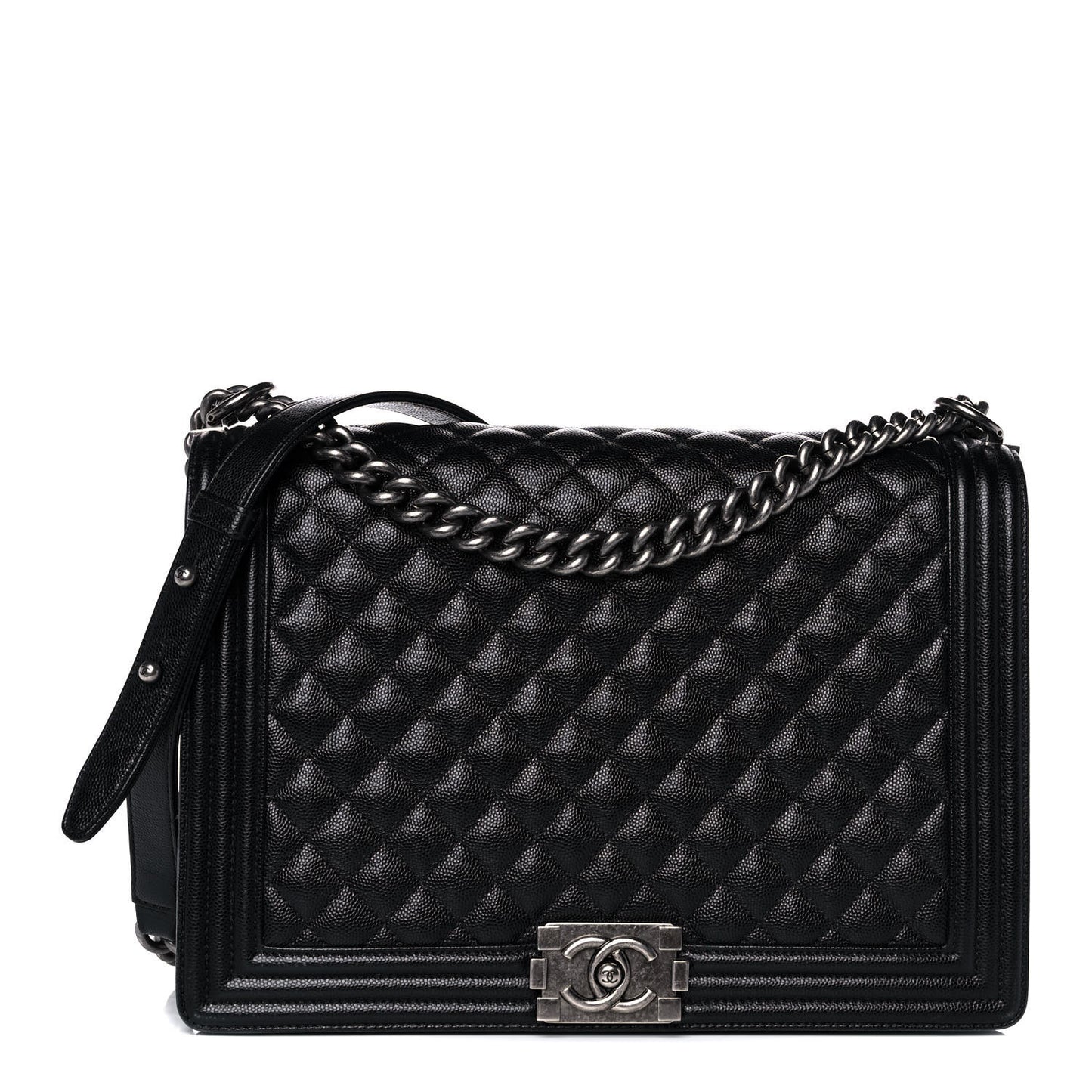 Caviar Quilted Large Boy Flap Black