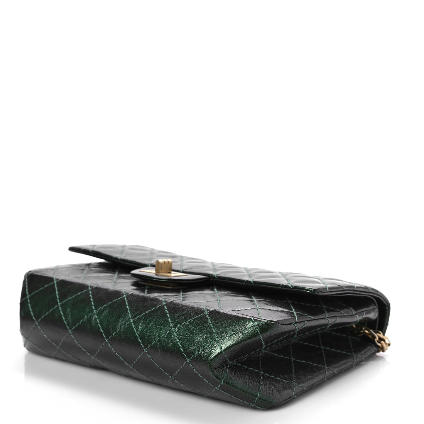 Metallic Aged Calfskin Quilted 2.55 Reissue 225 Green