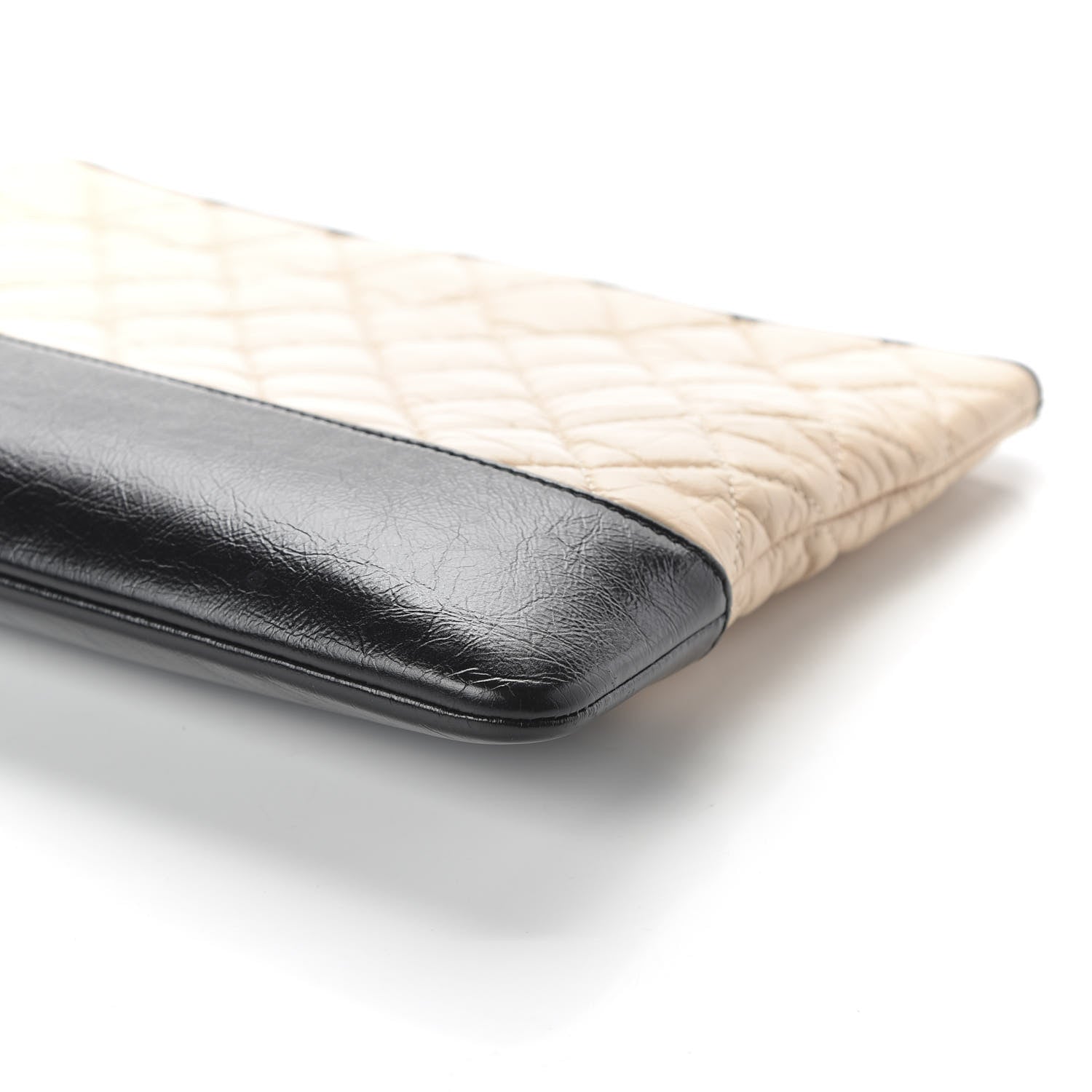 Chanel Aged Calfskin Quilted Medium Gabrielle Cosmetic Case Beige Black 7 of 10