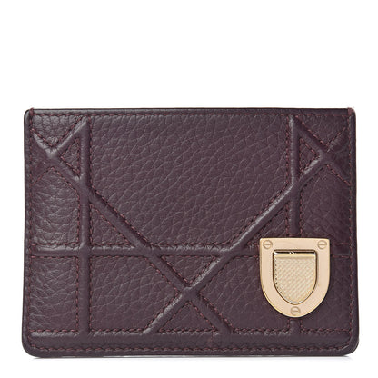 Christian Dior Grained Calfskin Cannage Diorama Card Holder Burgundy 1 of 8