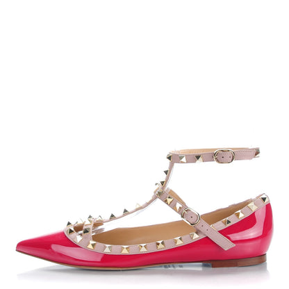 Valentino Garavani Patent Rockstud Cage Ballerina Flats 39.5 Cyclamin Poudre 1 of 8