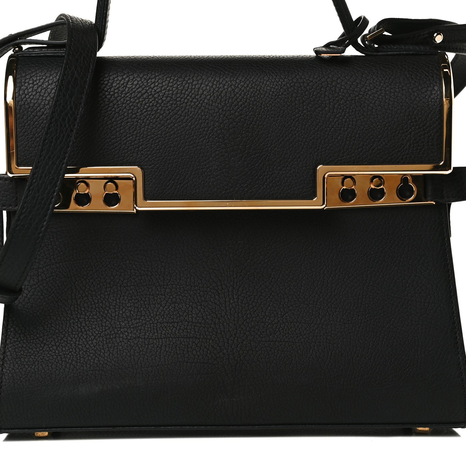 Delvaux Grained Calfskin MM Metal Frame Tempete Satchel Black 7 of 14