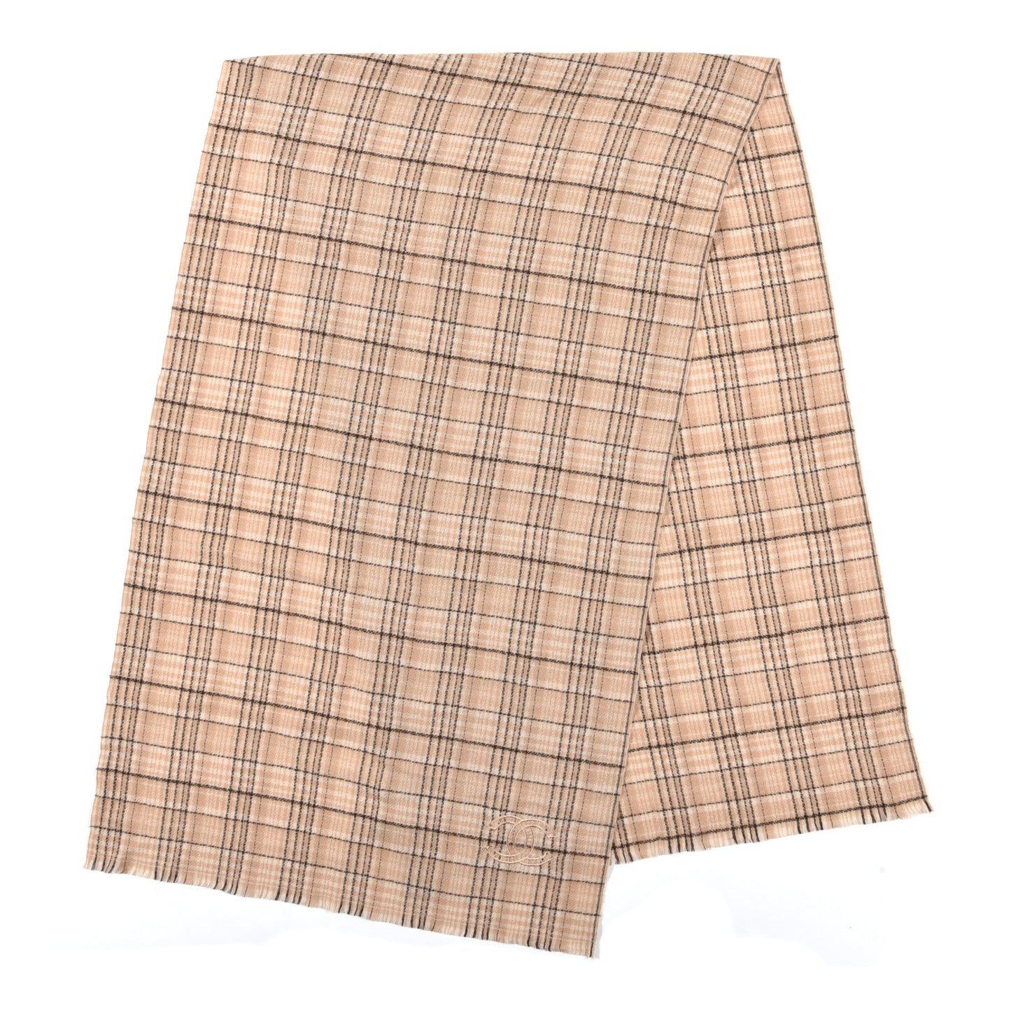 Cashmere CC Plaid Scarf Beige