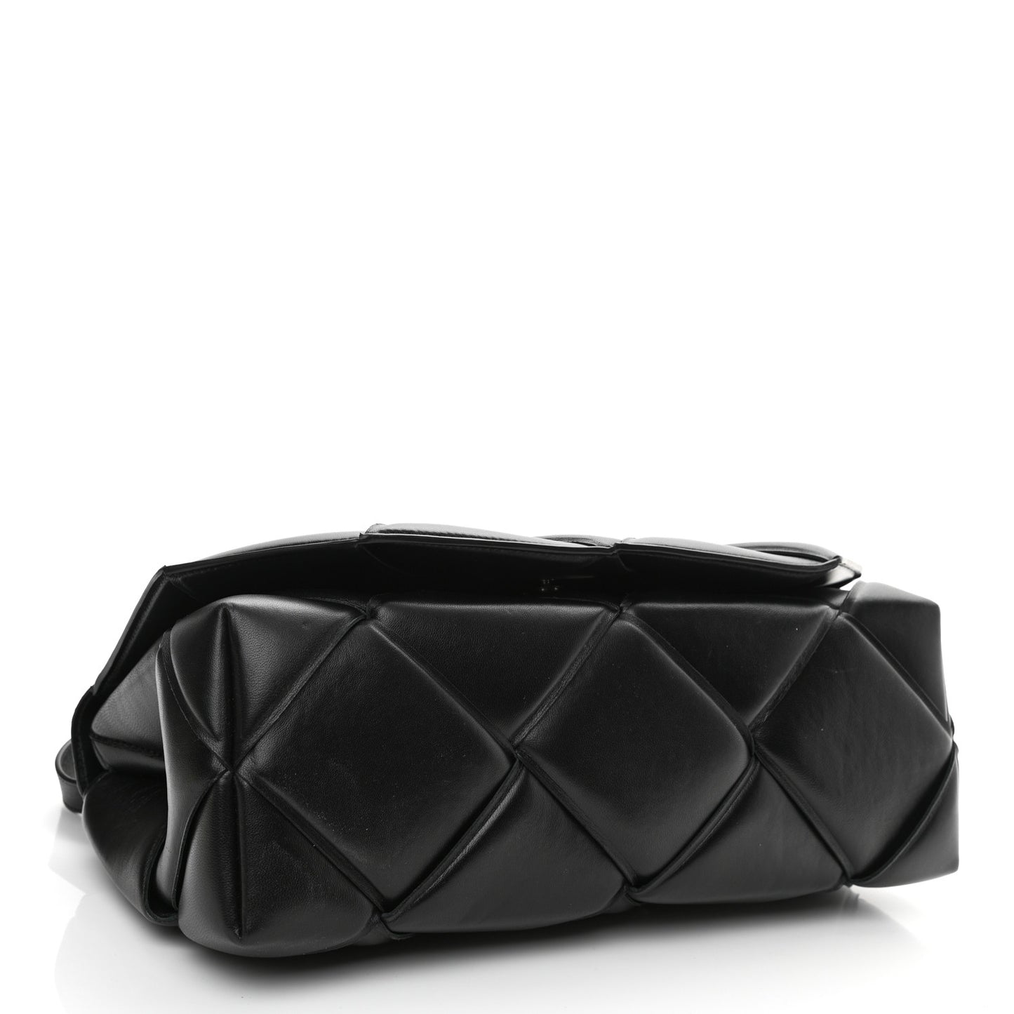 Nappa Intreccio Padded Top Handle Shoulder Bag Black