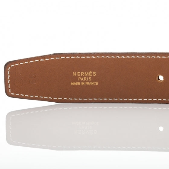 Leather Reversible H Belt 65 Gold Blanc