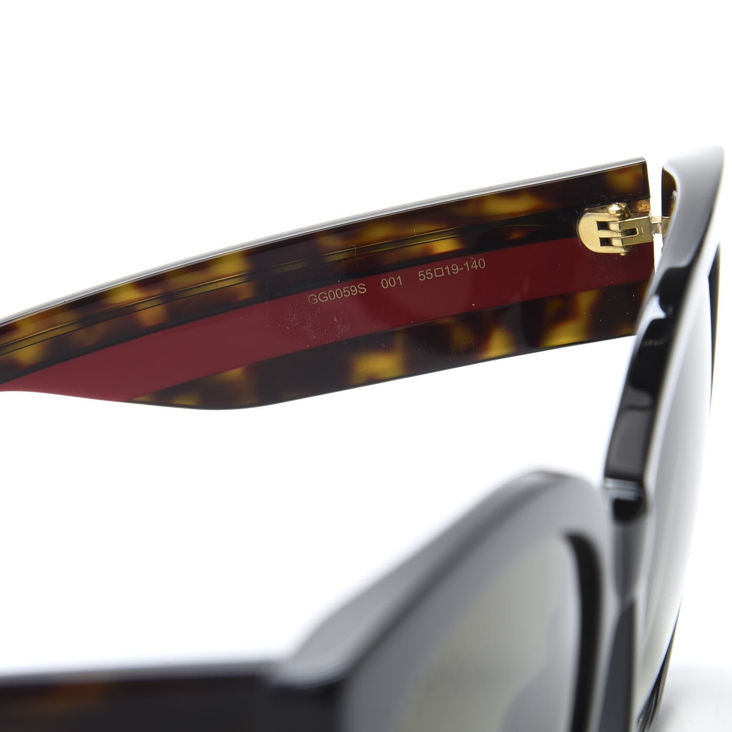 Gucci Acetate Square Frame Web Sunglasses GG0059S Black Tortoise 6 of 8