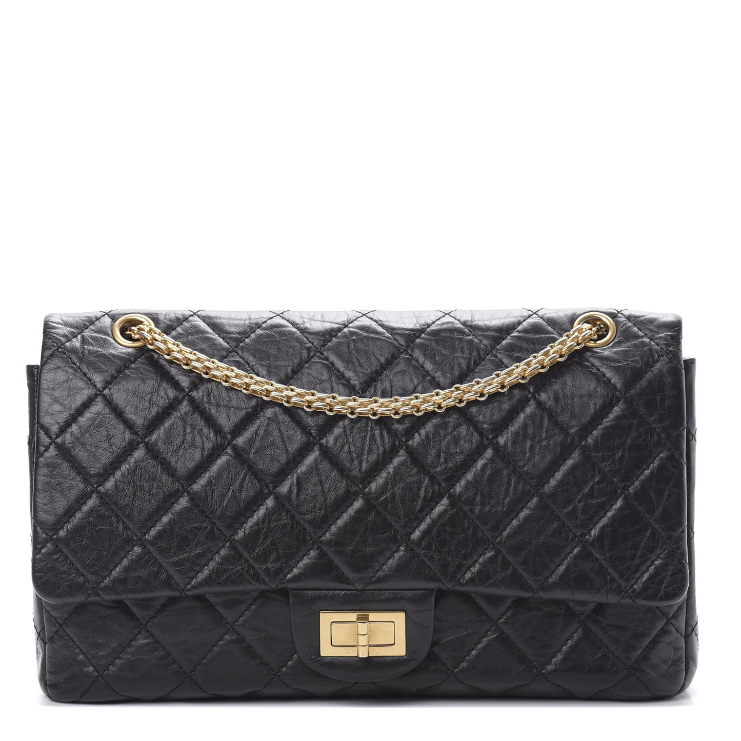 Aged Calfskin Quilted 2.55 Reissue 227 Flap Black