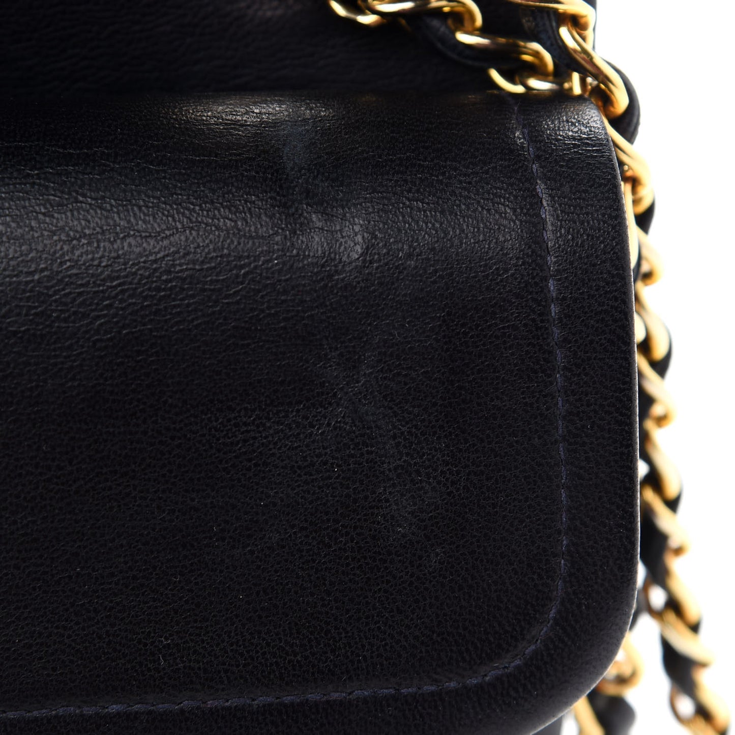 Lambskin Quilted Medium Double Flap Navy