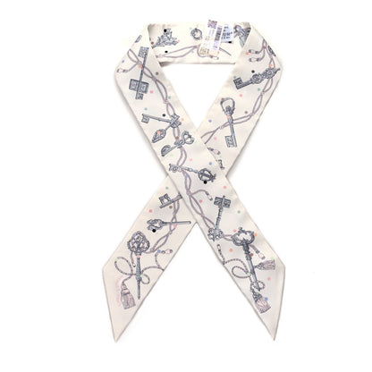 Hermes Silk Les Cles A Pois Twilly White Gris Acier 1 of 4