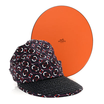 Hermes Raffia Silk Gemini Cap Marine Bleu Navy 13 of 13