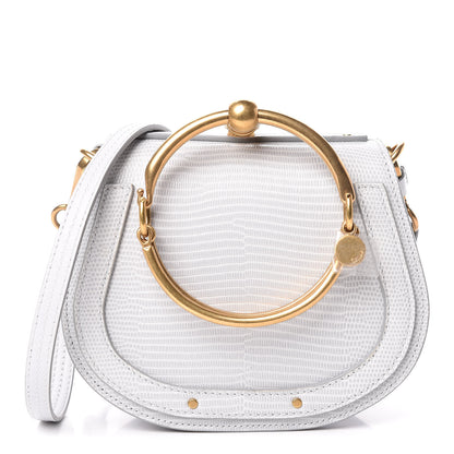Chloe Calfskin Suede Lizard Embossed Small Nile Bracelet Bag Light Cloud 1 of 9