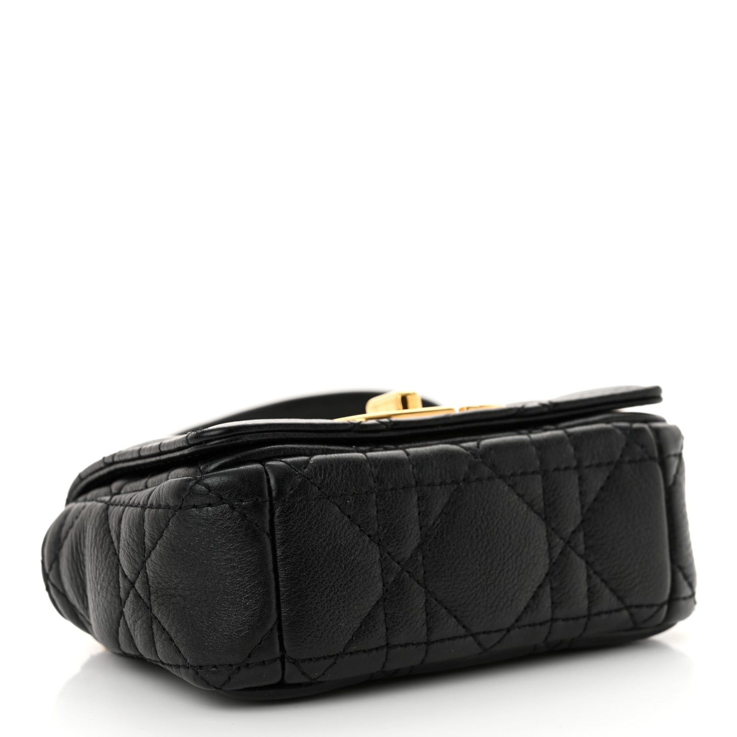 Supple Calfskin Cannage Micro Caro Bag Black