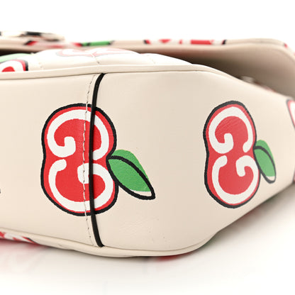 Gucci Calfskin Matelasse Diagonal GG Apple Small GG Marmont Shoulder Bag Ivory 10 of 12